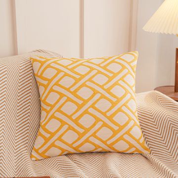 Picture of Test No Order - GEOMETRIC Jacquard Fabric Pillow Cushion with Inner Assorted (45cmx45cm) - Cushion 64129 (Yellow)