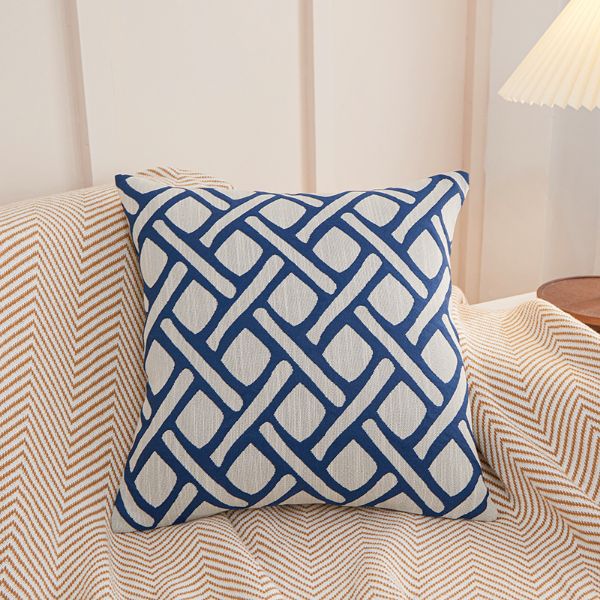 Picture of Test No Order - GEOMETRIC Jacquard Fabric Pillow Cushion with Inner Assorted (45cmx45cm) - Cushion 63490 (Blue)