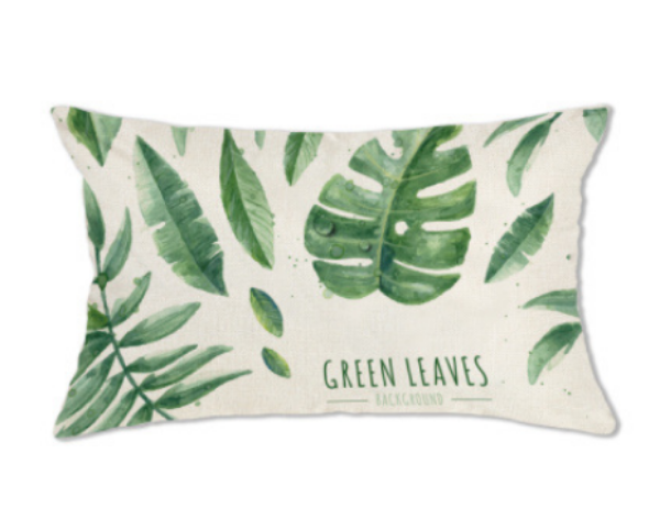 Picture of Test No Order - LUMBAR Throw Pillow Cushion with Inner Assorted (30cmx50cm) - Cushion 1757 (Green Leaves)