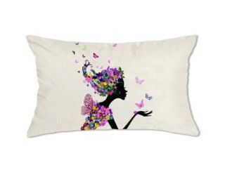 Picture of Test No Order - LUMBAR Throw Pillow Cushion with Inner Assorted (30cmx50cm) - Cushion 1785 (Floral Girl)