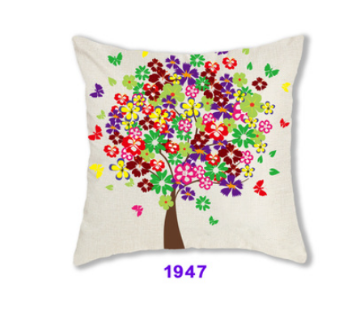 Picture of Test No Order - SQUARE Linen Cushion with Inner Assorted - Cushion 1947 (White Floral Tree)