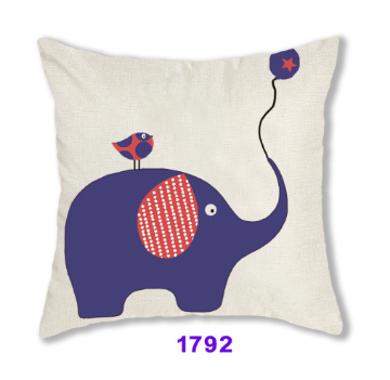 Picture of Test No Order - SQUARE Linen Cushion with Inner Assorted - Cushion 1792 (Elephant & Bird)