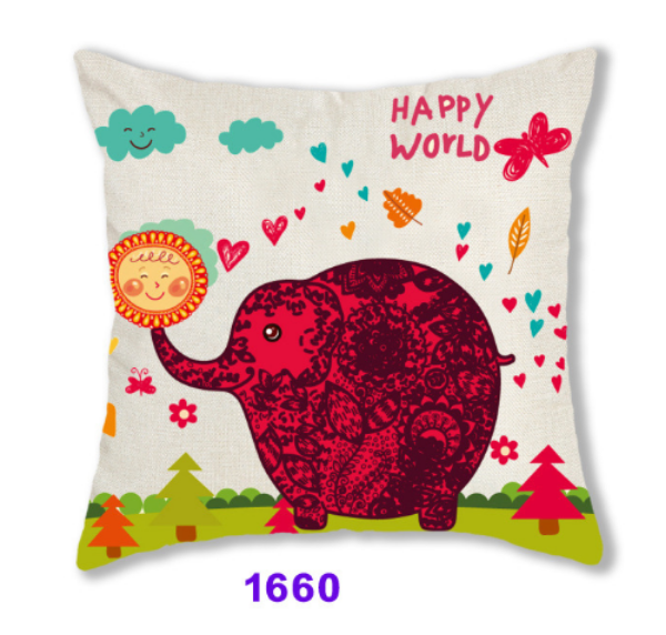 Picture of Test No Order - SQUARE Linen Cushion with Inner Assorted - Cushion HJJ01 (Red Elephant)