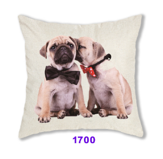 Picture of Test No Order - SQUARE Linen Cushion with Inner Assorted - Cushion HJJ03 (Two Puppies)