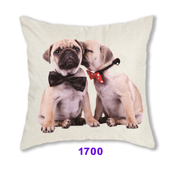 Picture of Test No Order - SQUARE Linen Cushion with Inner Assorted - Cushion HJJ03 (Two Puppies)