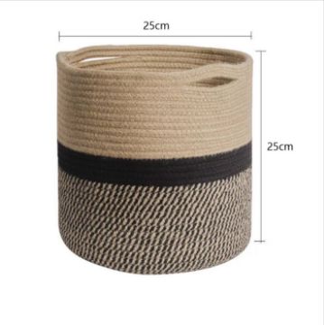 Picture of Test No Order - JUTE Rope Plant Basket/Storage Organizer (Black & Beige) - Large