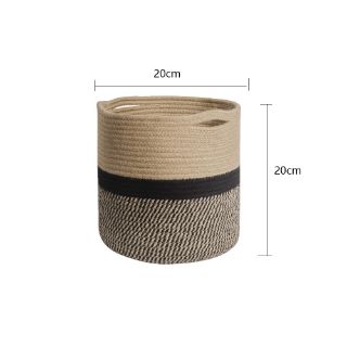 Picture of Test No Order - JUTE Rope Plant Basket/Storage Organizer (Black & Beige) - Medium