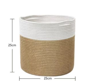 Picture of Test No Order - JUTE Rope Plant Basket/Storage Organizer (White & Natural) - Large Size