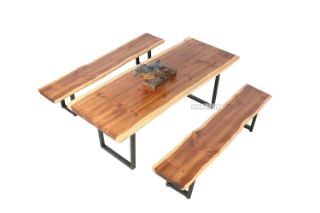 Picture of Test No Order - TASMAN Solid NZ Pine 3PC Dining Set (Live Edge) - 2.4M