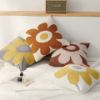 Picture of Test No Order - DAISY Floral Style Square Jacquard Cushion with Inner (45cmx45cm) - White Base Yellow Daisy