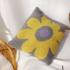 Picture of Test No Order - DAISY Floral Style Square Jacquard Cushion with Inner (45cmx45cm) - White Base Yellow Daisy