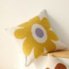 Picture of Test No Order - DAISY Floral Style Square Jacquard Cushion with Inner (45cmx45cm) - White Base Yellow Daisy