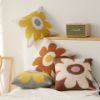 Picture of Test No Order - DAISY Floral Style Square Jacquard Cushion with Inner (45cmx45cm) - White Base Yellow Daisy