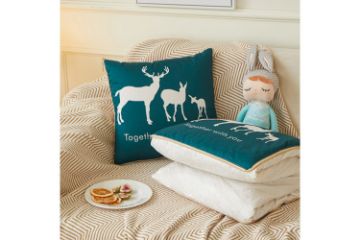 Picture of Test No Order - 2-in-1 Multifunction Throw Pillow & Cotton Blanket/Quilt (Green Deer)