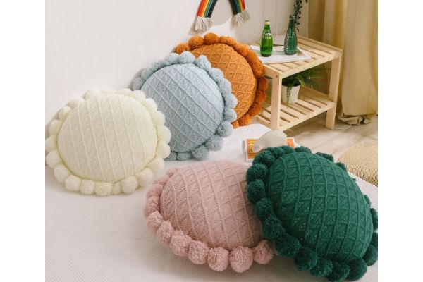 Picture of Test No Order - ROUND Hand-Knitted Tassel Cushion with Inner (Diameter 50cm)