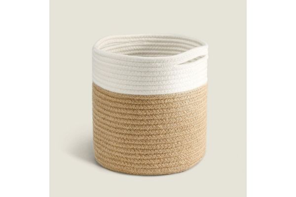 Picture of Test No Order - JUTE Rope Plant Basket/Storage Organizer (White & Natural)