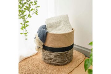 Picture of Test No Order - JUTE Rope Plant Basket/Storage Organizer (Black & Beige)