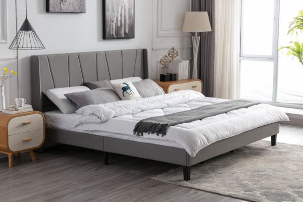 Picture of Test No Order - ALASKA Fabric Bed Frame (Grey) - Queen Size