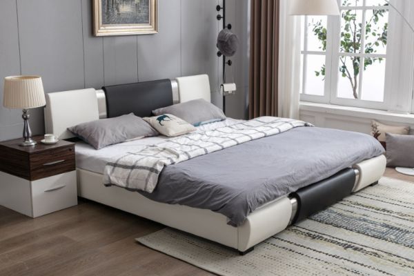 Picture of Test No Order - VANCOUVER Vinyl Bed Frame in Queen Size (Black & White)