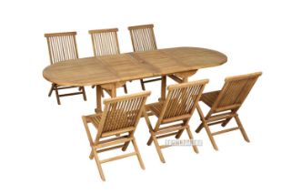 Picture of Test No Order - BALI Solid Teak Oval 160-240 Extension Dining Set - 7PC