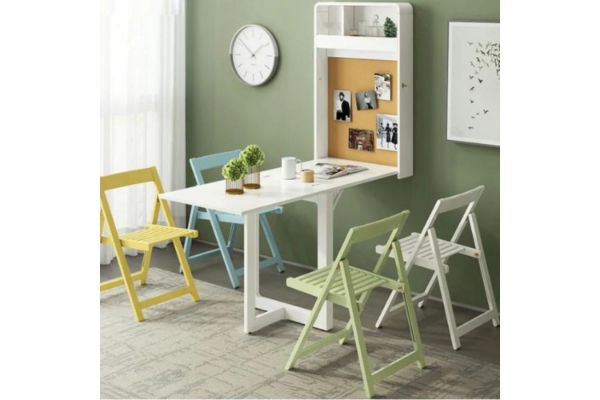 Picture of Test No Order - RYLER Wall Mounted Drop Down/Foldable Dining Table with Pushpin Board (White)