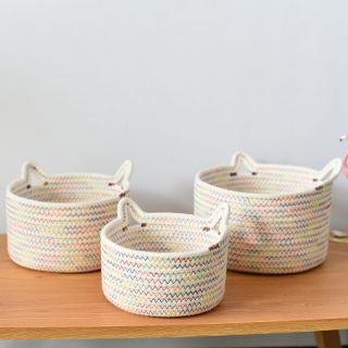 Picture of Test No Order - Cat Ear Shaped Cotton Rope Organizer/ Storage Basket *Multi-Color -Small Size