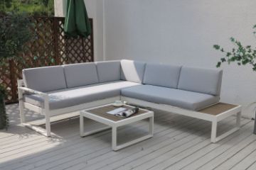 Picture of Test No Order - BELMOND Aluminum Sectional Outdoor Sofa Set (Light Grey Cushions + White Frame)