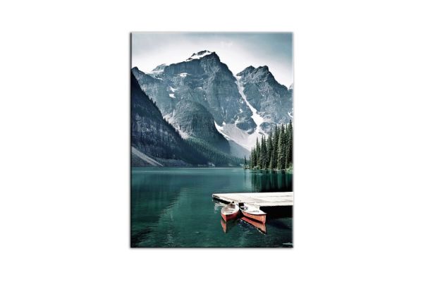 Picture of Test No Order - CANOES IN THE LAKE - Frameless Canvas Print Wall Art (80cm x 60cm)