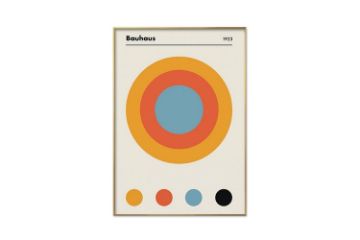 Picture of Test No Order - BAUHAUS CIRCLE POSTER (1919) - Wood Colour Framed Canvas Print Wall Art (80cm x 60cm)