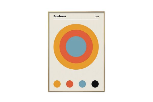 Picture of Test No Order - BAUHAUS CIRCLE POSTER (1919) - Wood Colour Framed Canvas Print Wall Art (80cm x 60cm)