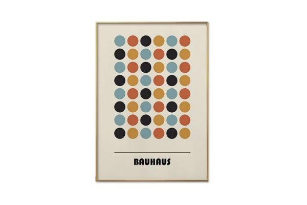 Picture of Test No Order - BAUHAUS DOTS POSTER - Wood Colour Framed Canvas Print Wall Art (80cm x 60cm)