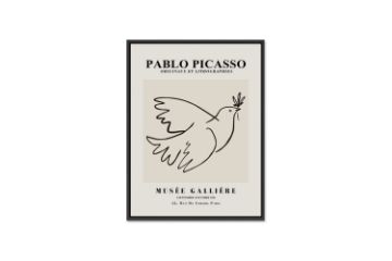 Picture of Test No Order - DOVE OF PEACE By Pablo Picasso - Wood Colour Framed Canvas Print Wall Art (80cm x 60cm)