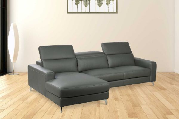 Picture of Test No Order - CHERADI Sectional Sofa in 100% Top Grain Leather (Grey)