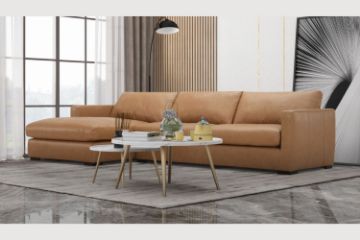 Picture of Test No Order - MAIA Feather Filled Sectional 100% Oil Waxed Leather Sofa