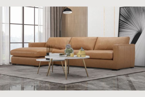 Picture of Test No Order - MAIA Feather Filled Sectional 100% Oil Waxed Leather Sofa