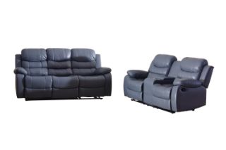 Picture of Test No Order - ALESSANDRO Air Leather Reclining Sofa Range (Grey) - 3RR+2RRC Sofa Set