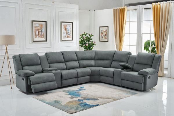 Picture of Test No Order - PERTH Nabuk Leather Look Reversible Sectional Power Reclining Sofa 