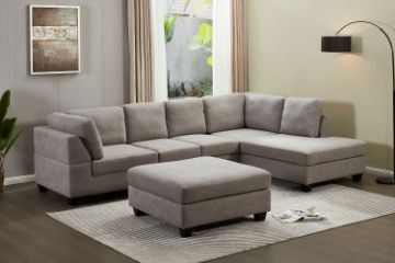 Picture of Test No Order - LIBERTY Sectional Fabric Sofa with Ottoman (Light Grey)