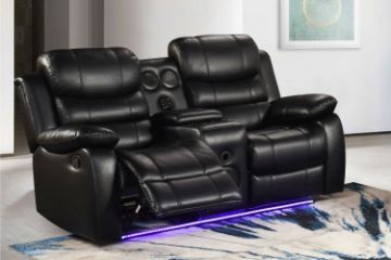 Picture of Test No Order - MODENA Reclining Sofa with LED & Speaker (Black) - 2 Seat (Loveseat)