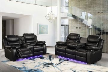 Picture of Test No Order - MODENA Reclining Sofa with LED & Speaker (Black) - 3RR+2RRC Sofa Set