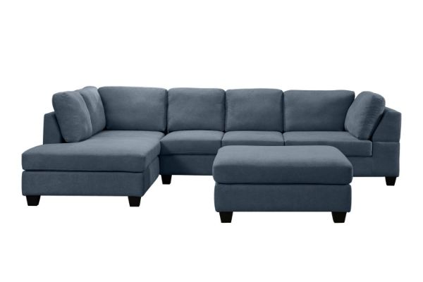 Picture of Test No Order - LIBERTY Sectional Fabric Sofa  (Dark Grey) - Facing Left with Ottoman 