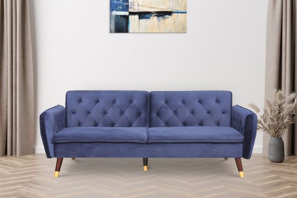 Picture of Test No Order - ARTHUR 3 Seater Velvet Sofa Bed (Blue)