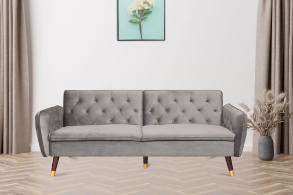 Picture of Test No Order - ARTHUR 3 Seater Velvet Sofa Bed (Grey)