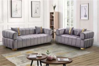 Picture of Test No Order - VEGAS Chesterfield Velvet  Sofa (Grey) - 3+2 Sofa Set