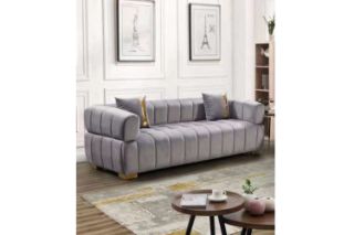 Picture of Test No Order - VEGAS Chesterfield Velvet  Sofa (Grey) - 3 Seater