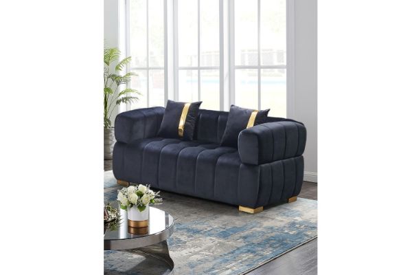 Picture of Test No Order - VEGAS Chesterfield Velvet  Sofa (Black)  - 2 Seater