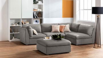 Picture of Test No Order - ASPECT Reversible Nappa Fabric + Memory Foam Sectional Modular Sofa (Grey)