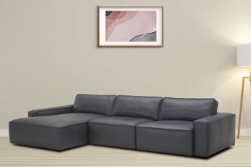 Picture of Test No Order - HAMMOND Sectional Feather Filled Genuine 100% Leather Modular Sofa (Charcoal Black)