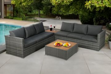 Picture of Test No Order - CONNERY Aluminum Frame Sectional Outdoor Wicker Sofa Set with Coffee Table & Corner Table