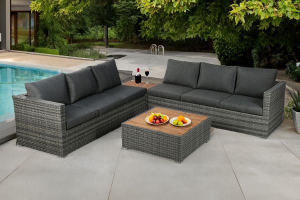 Picture of Test No Order - CONNERY Aluminum Frame Sectional Outdoor Wicker Sofa Set with Coffee Table & Corner Table